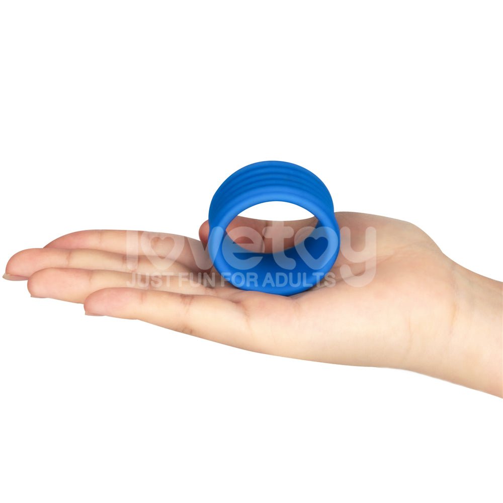 Pinnacle Pro Deep Rib Grip - Blue Cock Ring - COCK RINGS