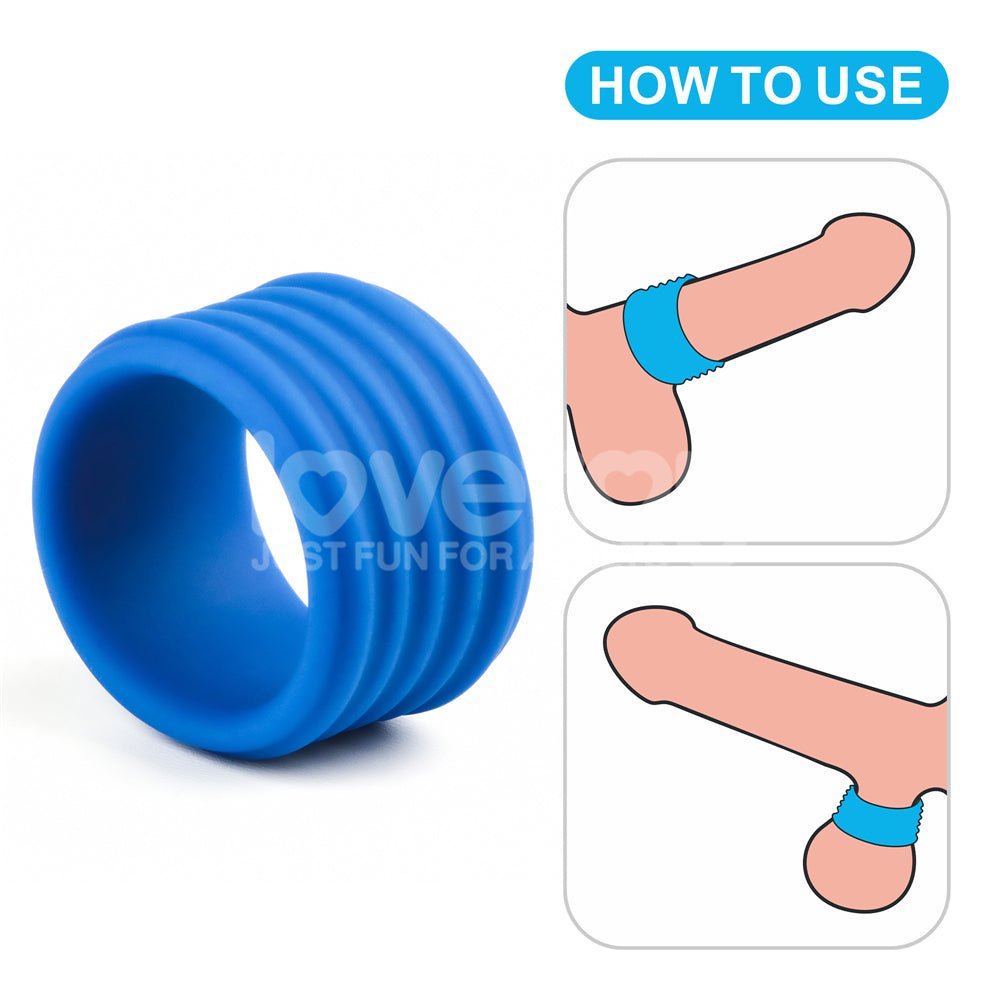 Pinnacle Pro Deep Rib Grip - Blue Cock Ring - COCK RINGS