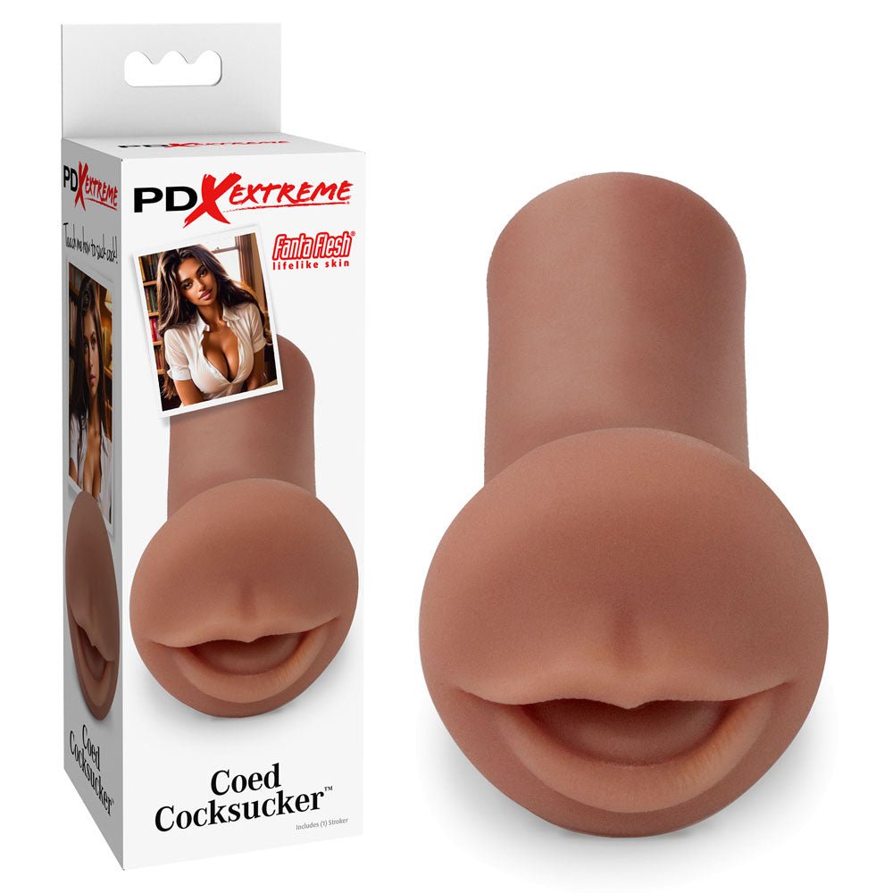 Pipedream Extreme Toyz Coed Cocksucker - Brown Mouth Stroker - MASTURBATORS