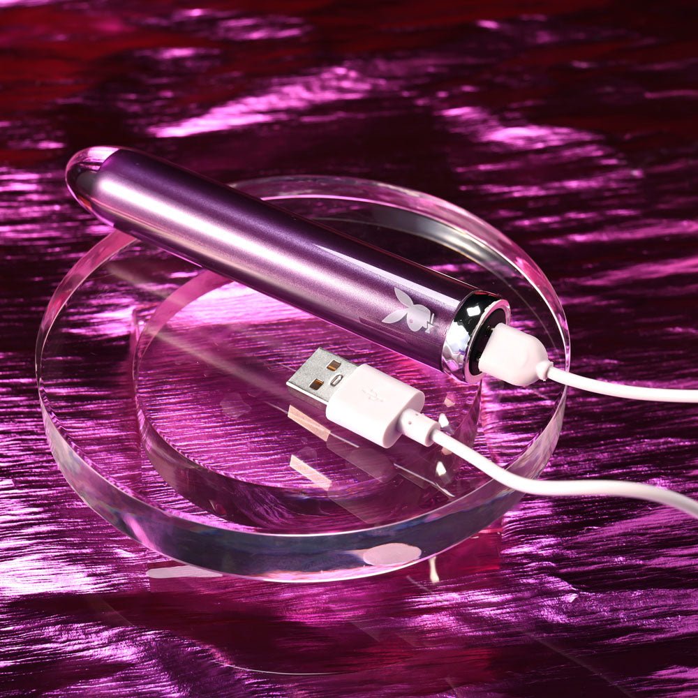 Playboy Pleasure AMETHYST - Glass Tipped Mini Vibrator - BULLETS & EGGS