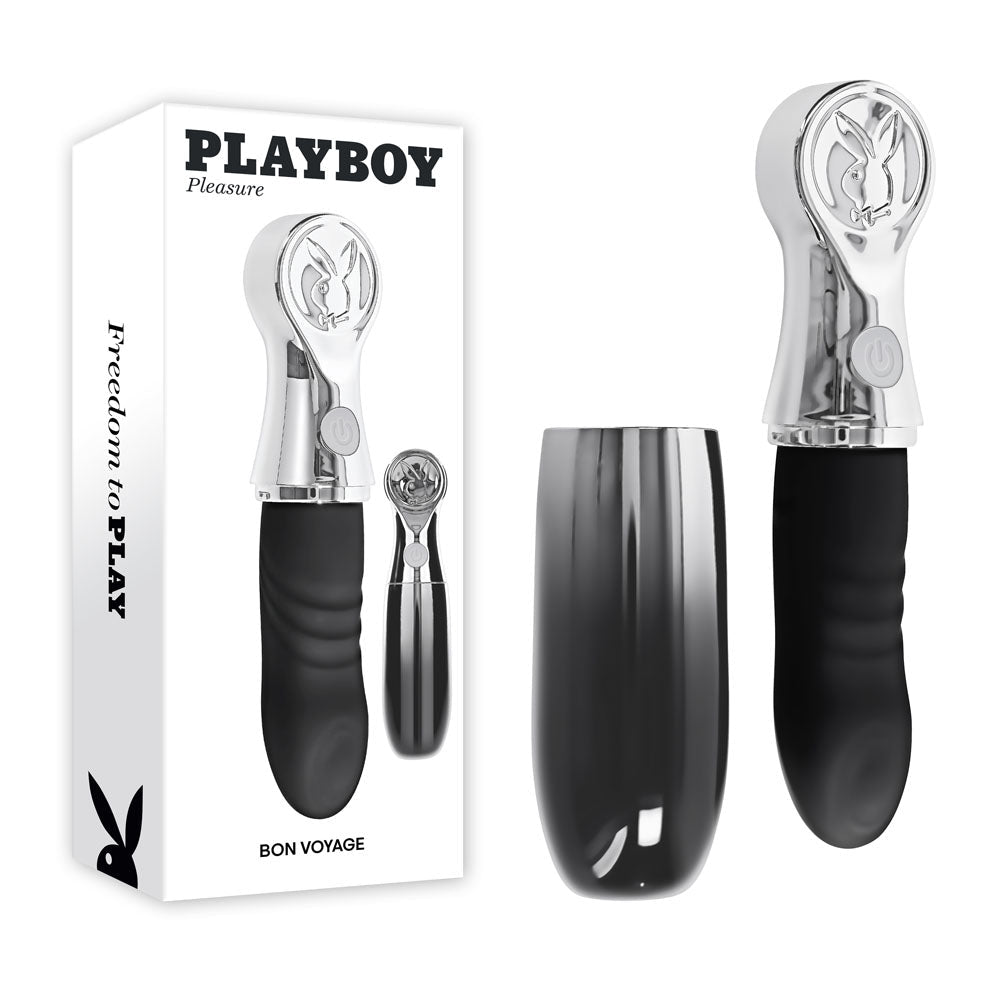 Playboy Pleasure Bon Voyage USB C Rechargeable Tapping Vibrator Black Chrome - VIBRATORS