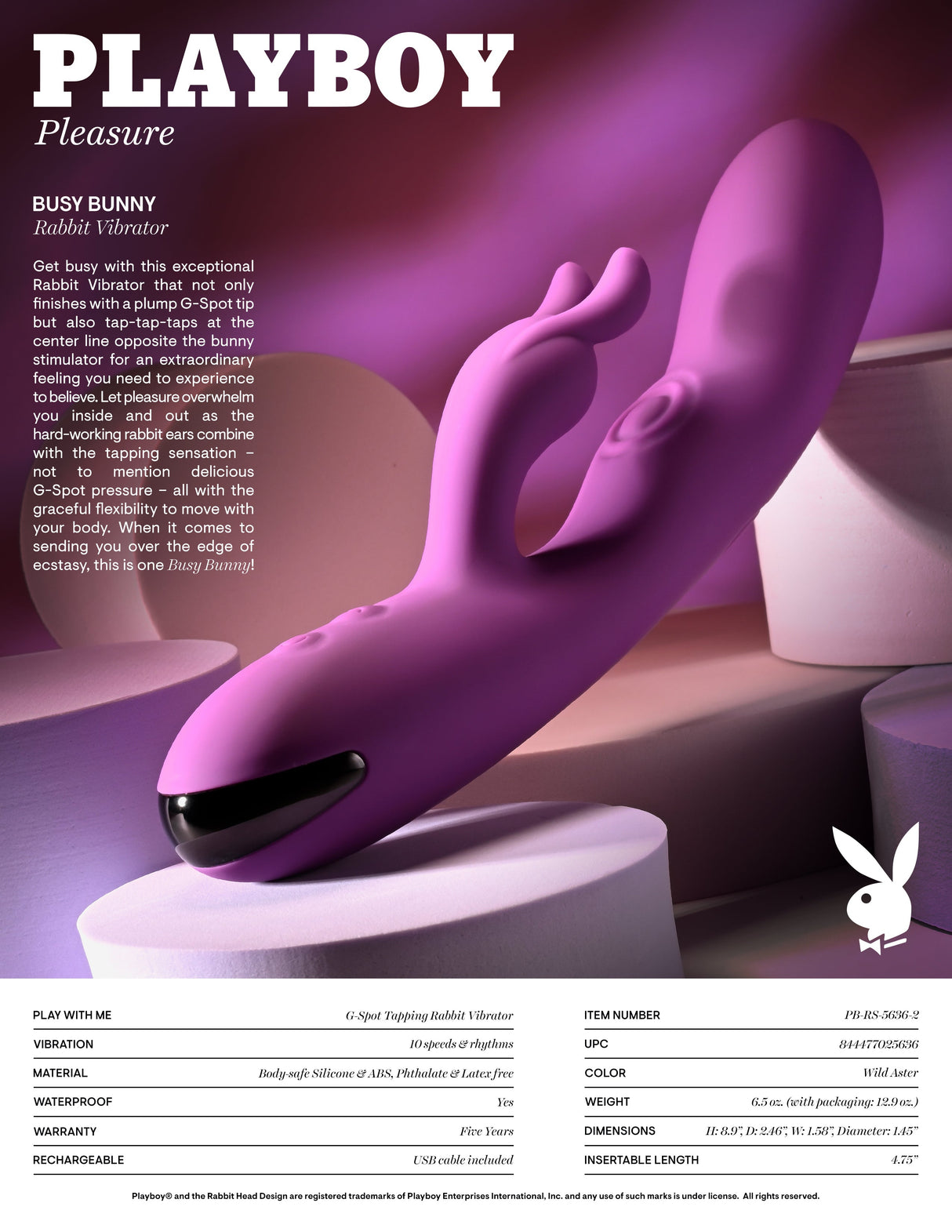 Playboy Pleasure BUSY BUNNY with Tapping Shaft - VIBRATORS