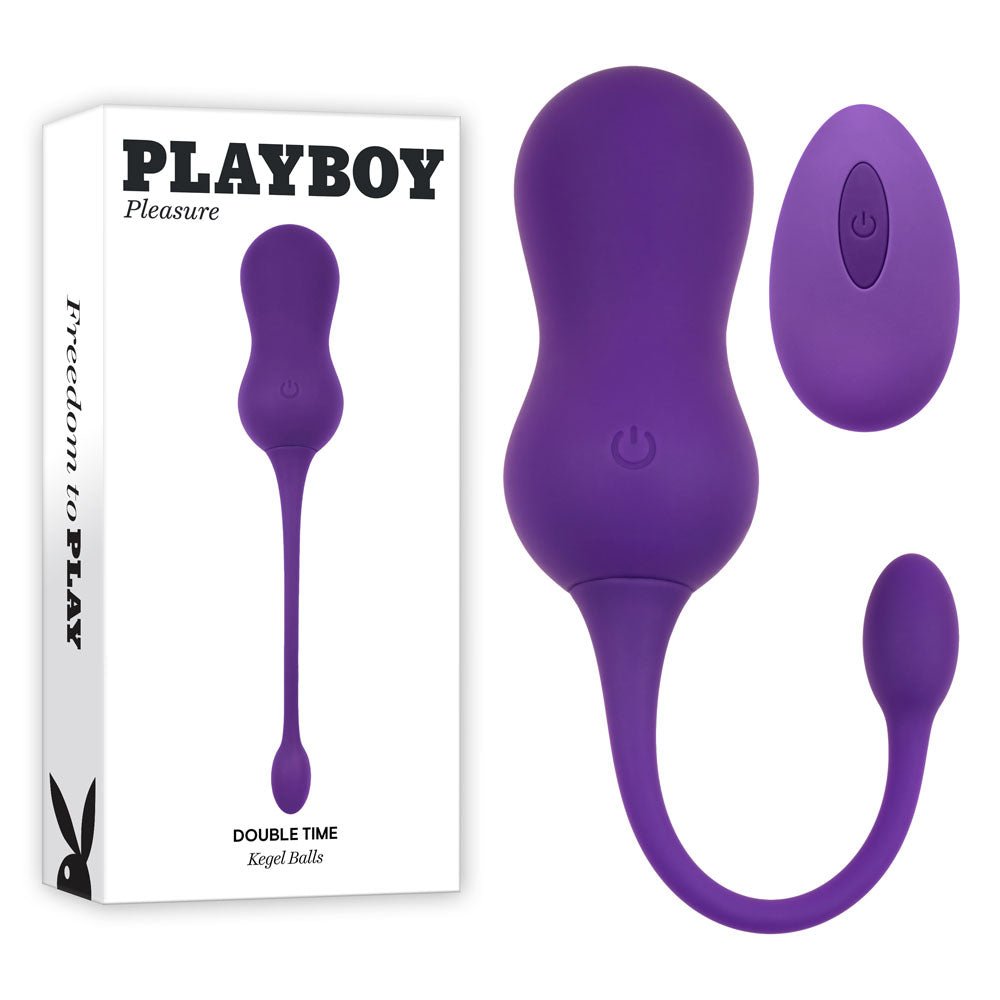Playboy Pleasure DOUBLE TIME - Purple USB Rechargeable Vibrating Kegel Balls - KEGEL TOYS