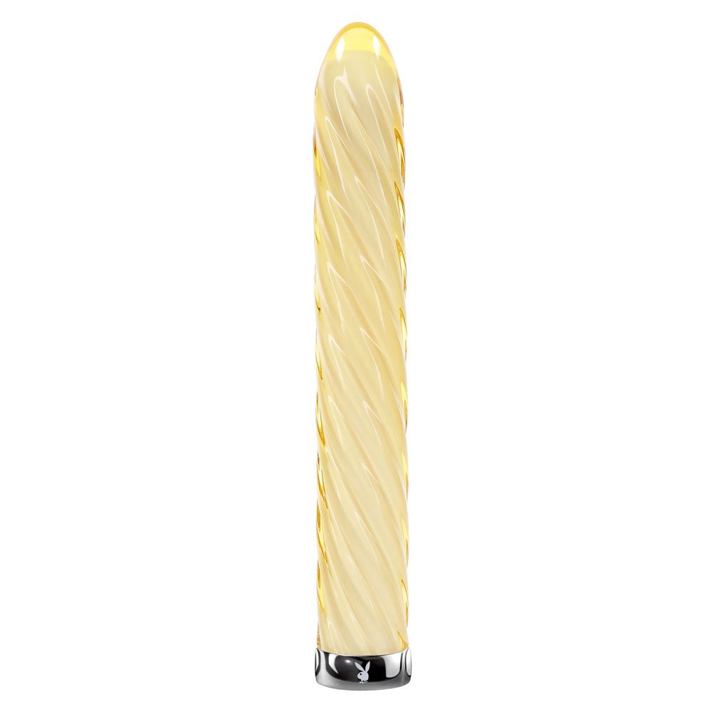 Playboy Pleasure TWIST OF FATE - Yellow Glass Rechargeable Vibrator - VIBRATORS