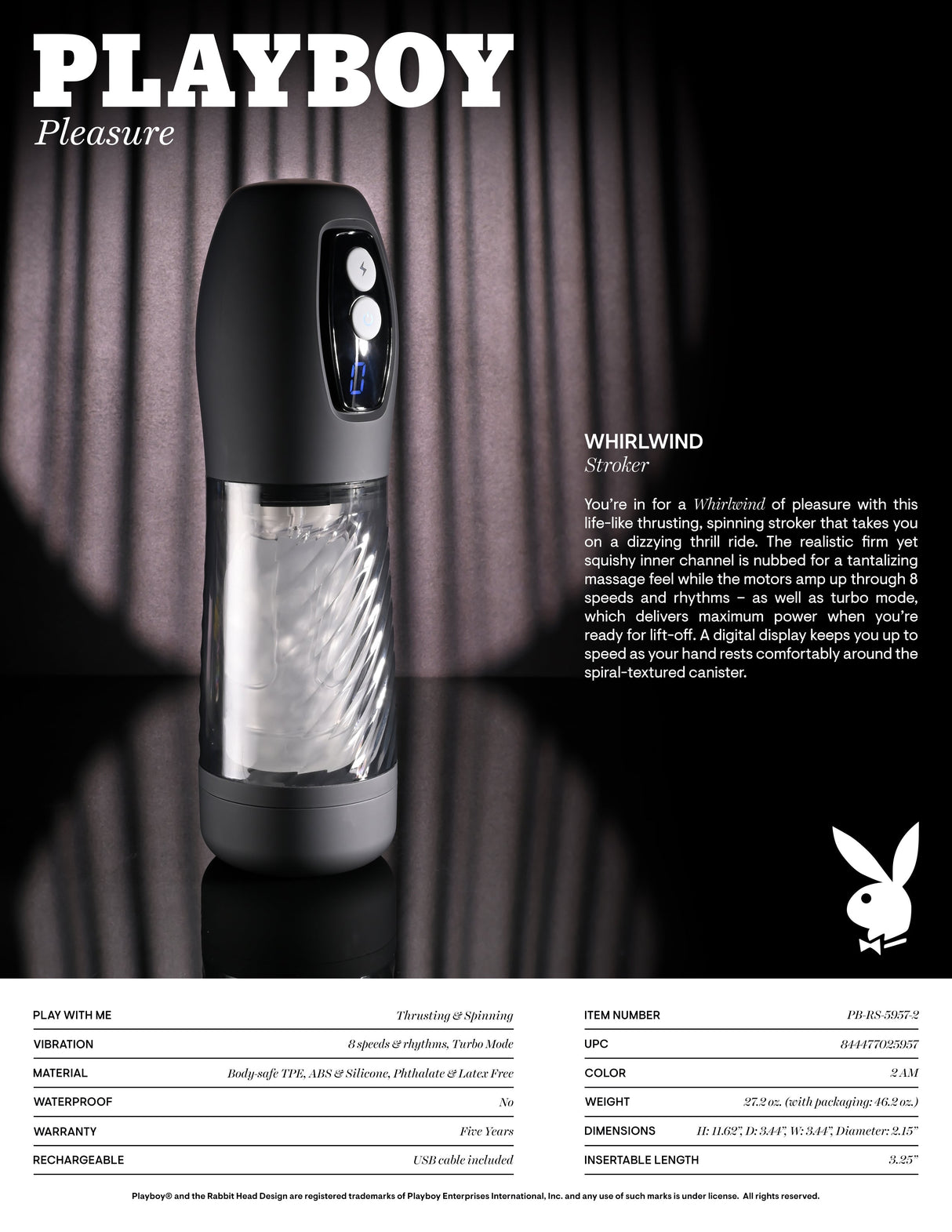 Playboy Pleasure WHIRLWIND - Thrusting and Spinning Auto Stroker - MASTURBATORS