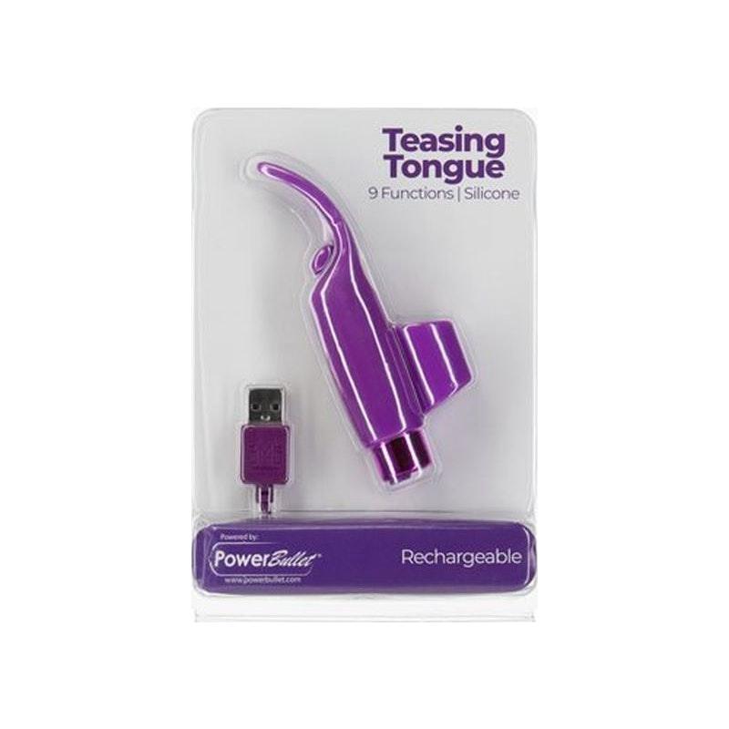 Power Bullet Teasing Tongue w Rechargeable Bullet Purple - Adult Toys