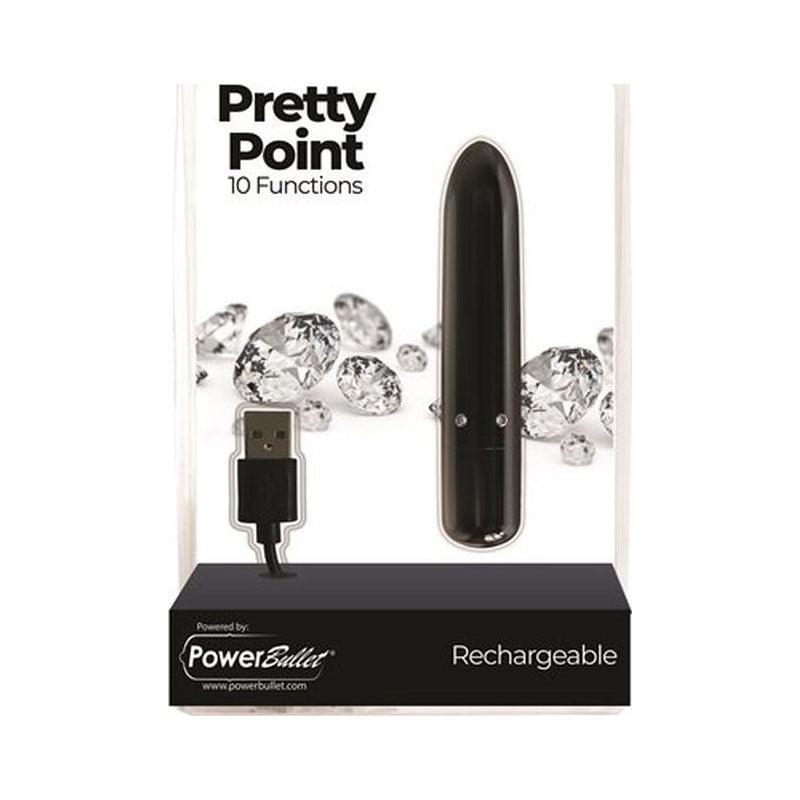 Pretty Point 4in Power Bullet Black - Adult Toys