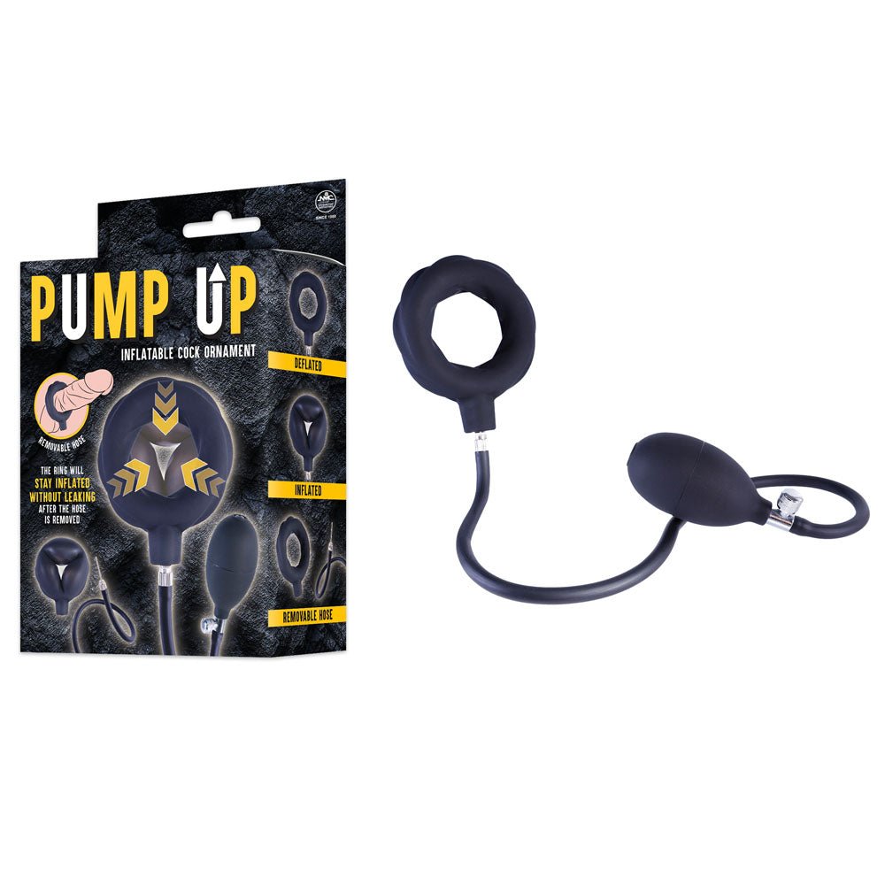 Pump Up Black Inflatable Cock Ring for Enhanced Erections - COCK RINGS