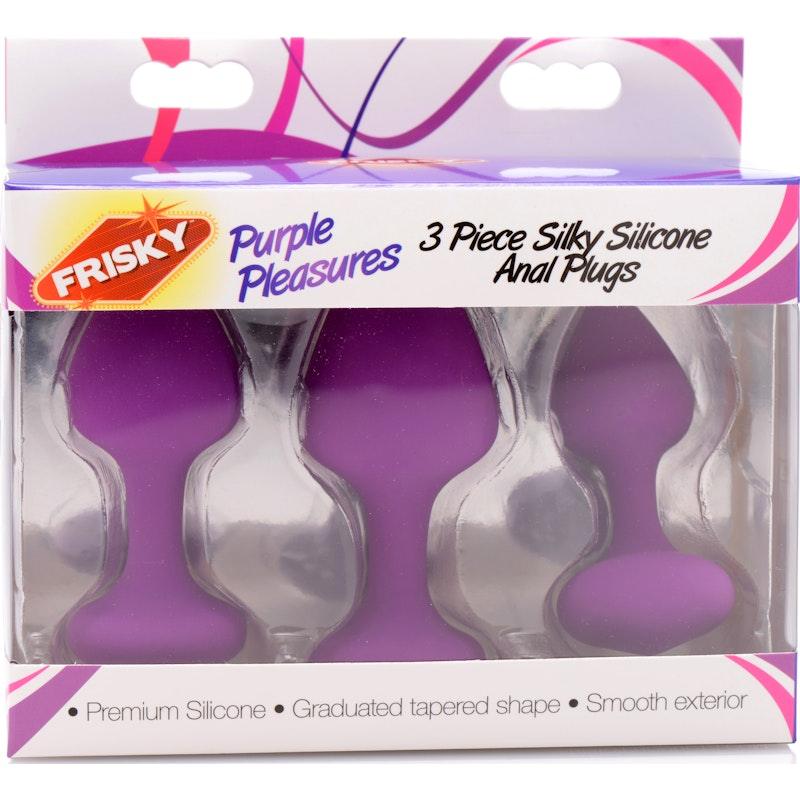 Purple Pleasures 3 Pc Silicone Anal Plugs - Adult Toys