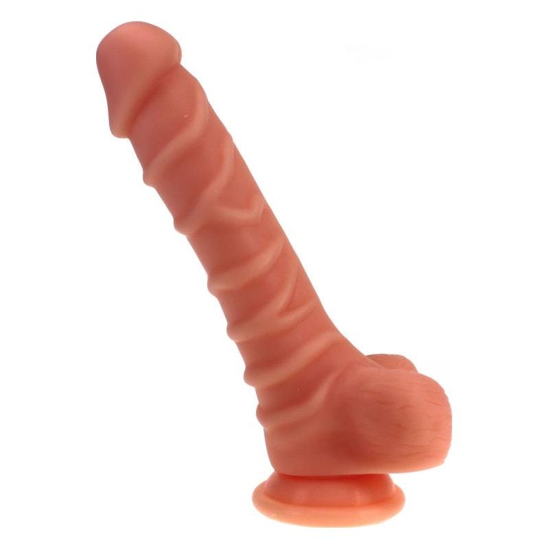 Realistic Dildo Ridged Shaft w Balls Flesh - Naughty by Nature Adult Store