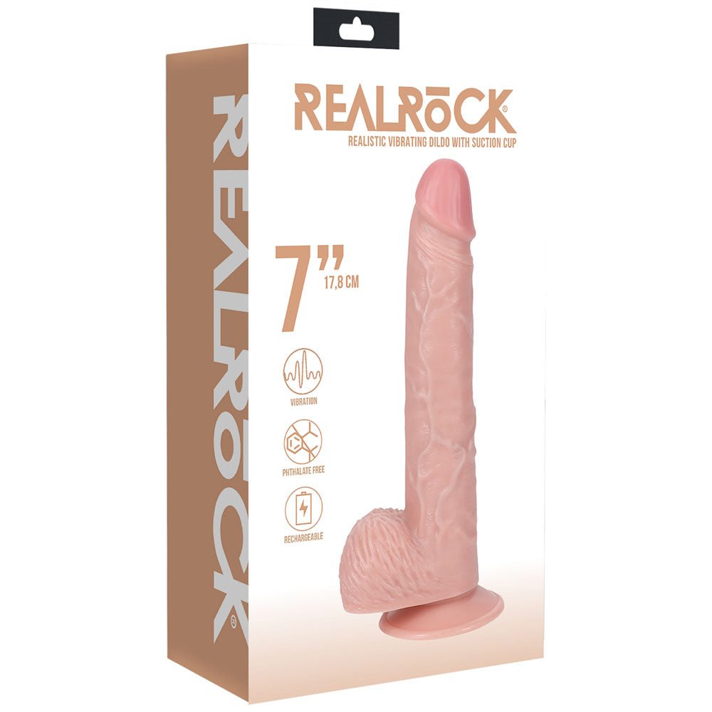 REALROCK 18cm Vibrating Cock + Balls - Flesh (7'') - DONGS