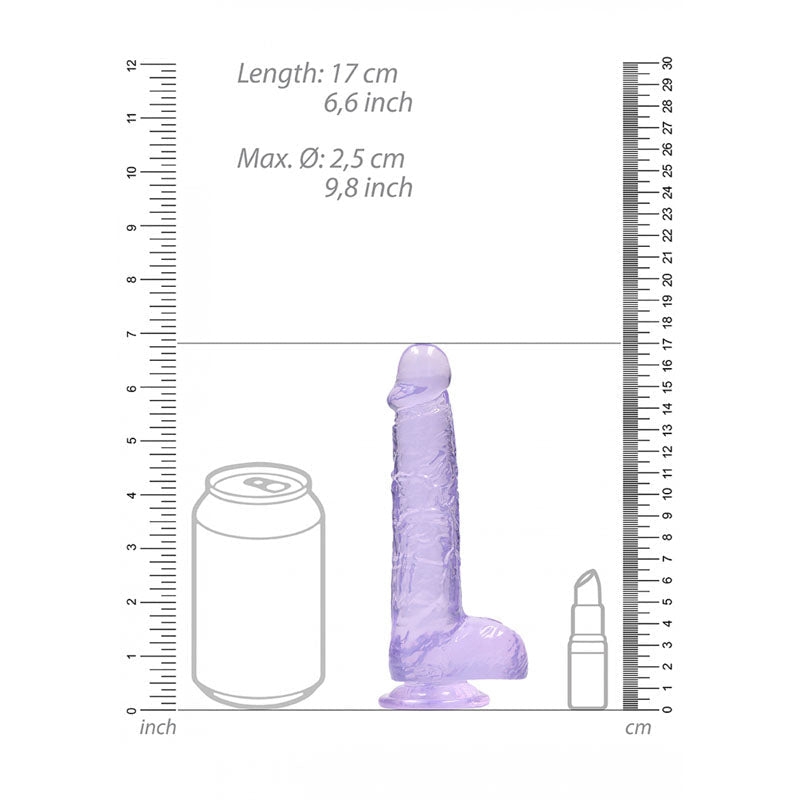 REALROCK 6'' Realistic Dildo with Balls - Purple TPE Suction Cup Dong - DONGS