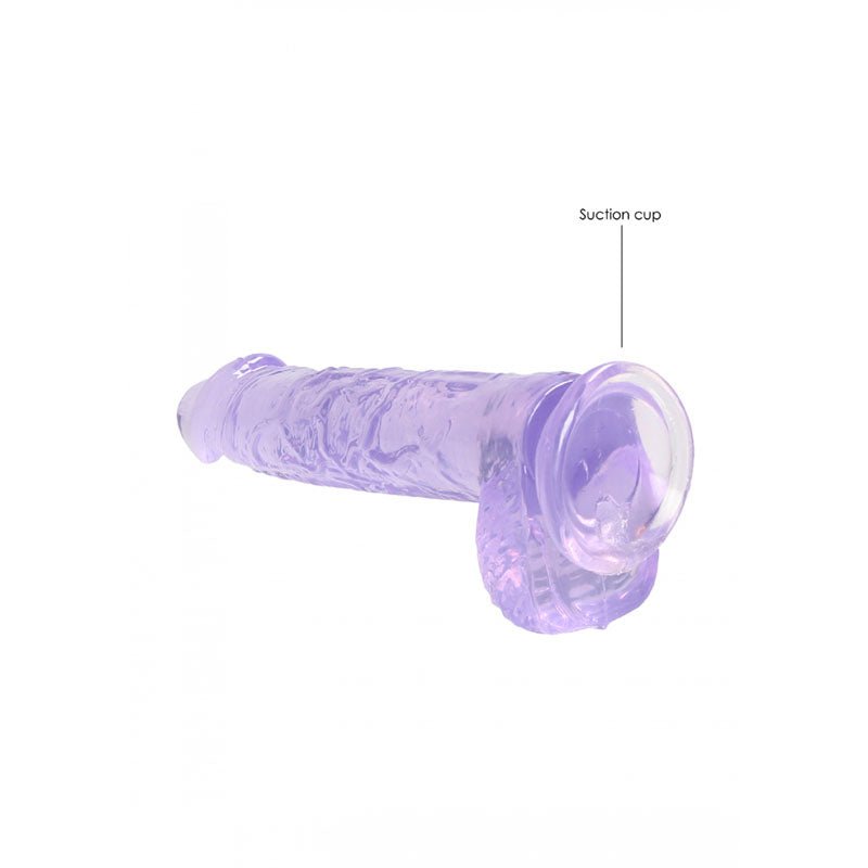 REALROCK 6'' Realistic Dildo with Balls - Purple TPE Suction Cup Dong - DONGS