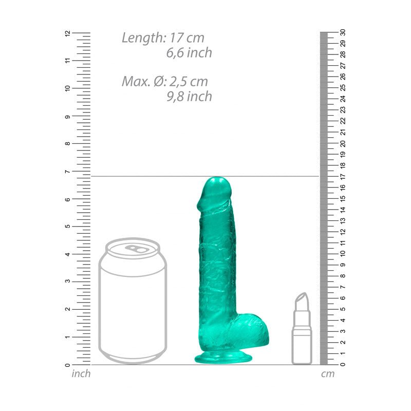 REALROCK 6'' Realistic Dildo With Balls - Turquoise - DONGS
