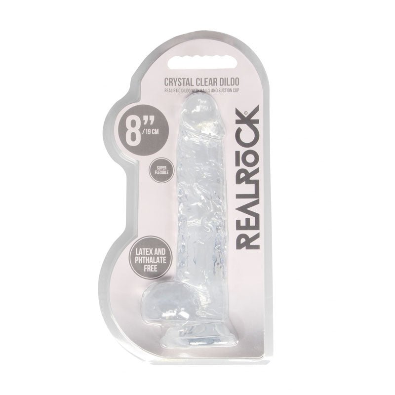 REALROCK 8'' Realistic Dildo With Balls - Clear 20.3 cm Dong - DONGS