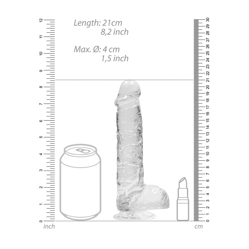 REALROCK 8'' Realistic Dildo With Balls - Clear 20.3 cm Dong - DONGS