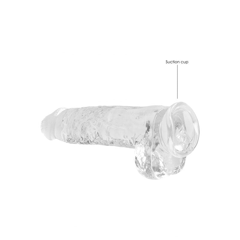 RealRock 9'' Realistic TPE Dildo with Balls and Suction Cup - Clear - DONGS