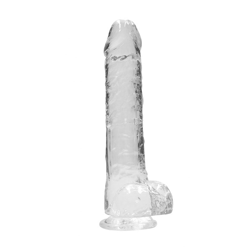 RealRock 9'' Realistic TPE Dildo with Balls and Suction Cup - Clear - DONGS