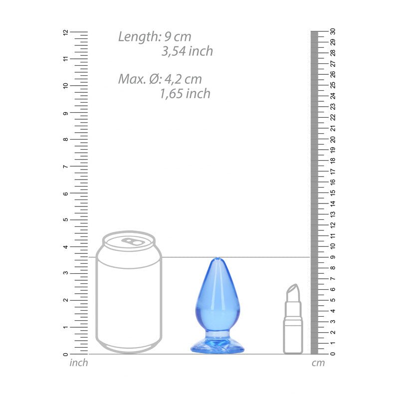 REALROCK Blue Anal Plug β 9cm TPE Butt Plug with Suction Cup Base - Anal Toys