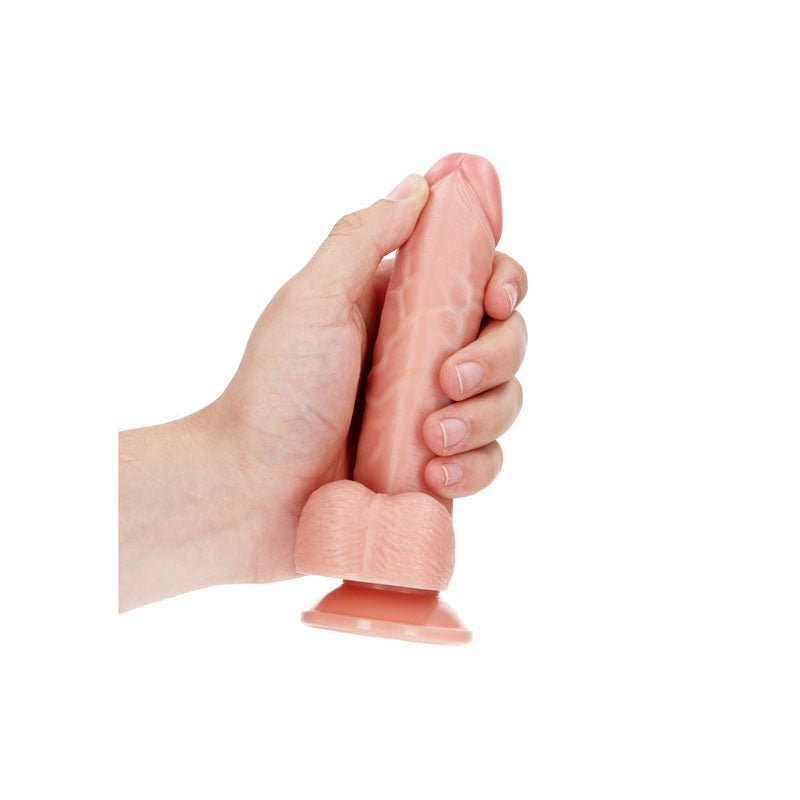 REALROCK Realistic Regular Curved Dong with Balls - 15.5 cm - Flesh 15.5 cm (6'') Dong - DONGS