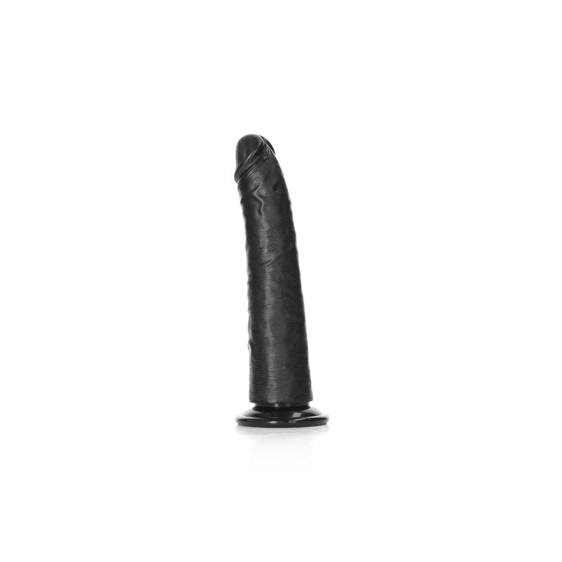REALROCK Realistic Slim Dildo with Suction Cup - Black (8'') - DONGS