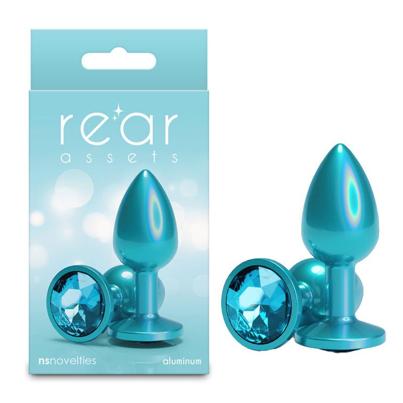 Rear Assets Iridescent - Iridescent Teal 7.1 cm Small Butt Plug - ANAL TOYS