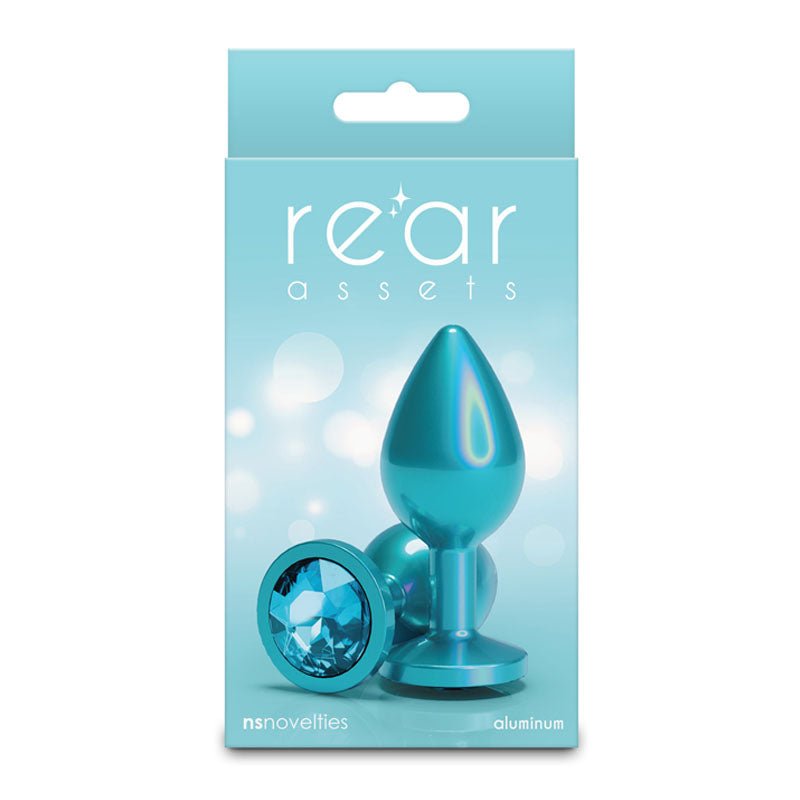 Rear Assets Iridescent - Iridescent Teal 8.2 cm Medium Butt Plug - ANAL TOYS