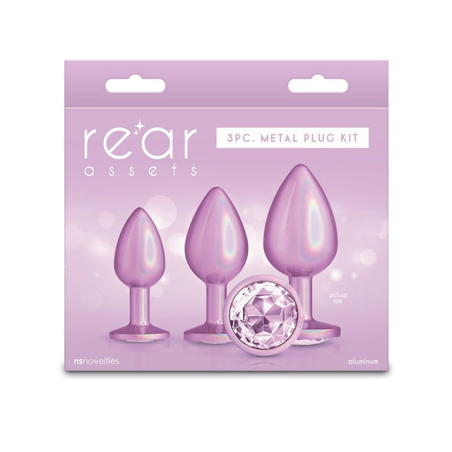 Rear Assets Trainer Kit - Iridescent Pink Metallic Butt Plugs - Set of 3 Sizes - ANAL TOYS