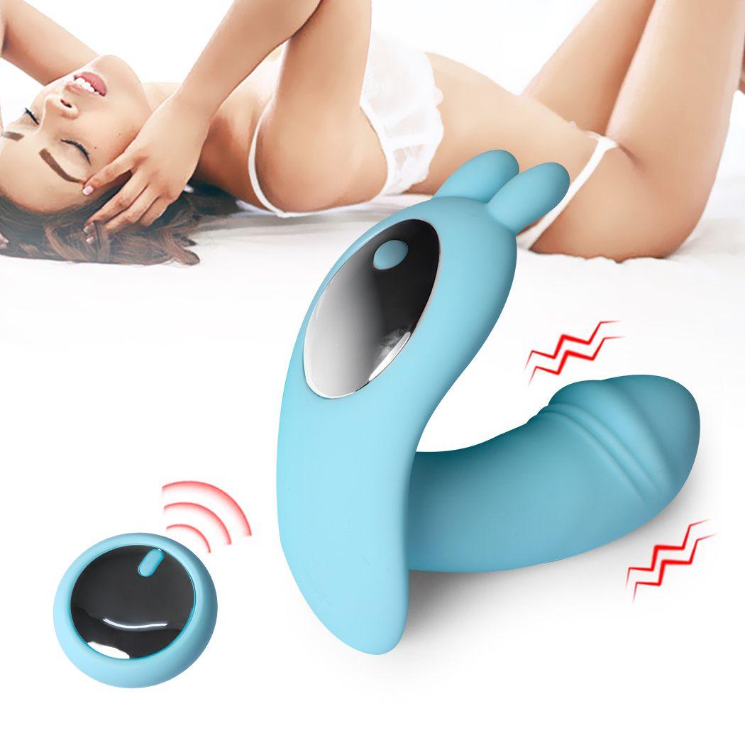 Rechargeable Rabbit Vibrator Wireless Control Blue - Naughty by Nature Adult Store