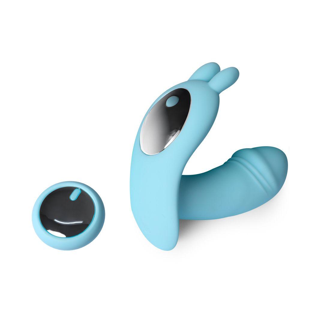 Rechargeable Rabbit Vibrator Wireless Control Blue - Naughty by Nature Adult Store
