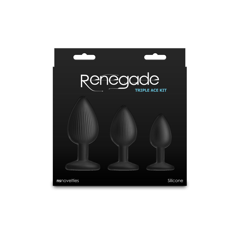 Renegade Triple Ace Kit - Black Butt Plugs - Set of 3 Sizes - ANAL TOYS