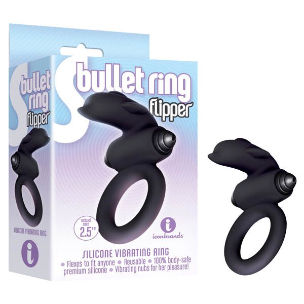 S - Bullet Ring - Flipper - Black Vibrating Cock Ring - COCK RINGS