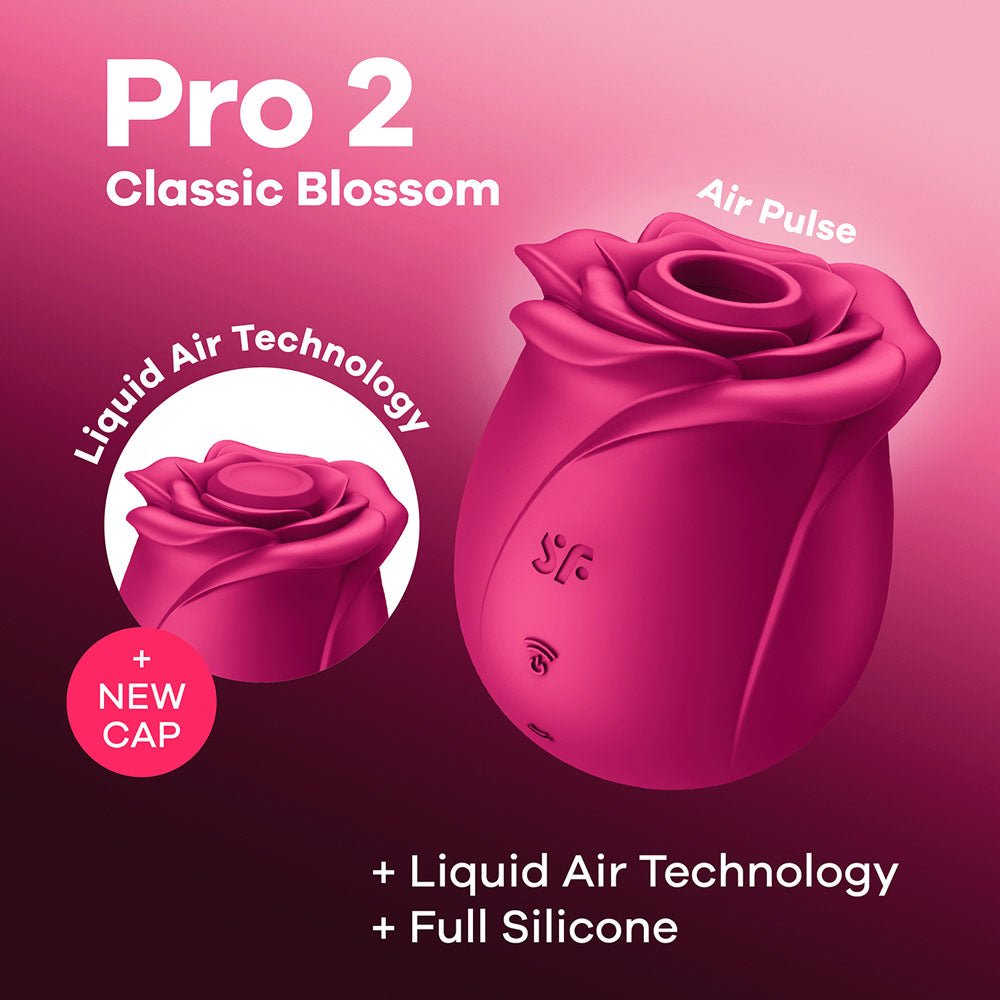 Satisfyer Pro 2 Classic Blossom - Red USB Rechargeable Air Pulse Rose Stimulator - AIR PULSATION - PREMIUM