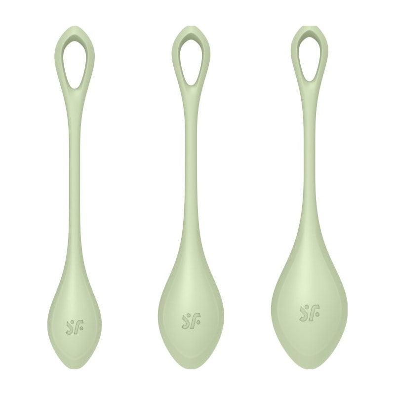 Satisfyer Yoni Power Balls 2 Green 3 Pc Set - Adult Toys