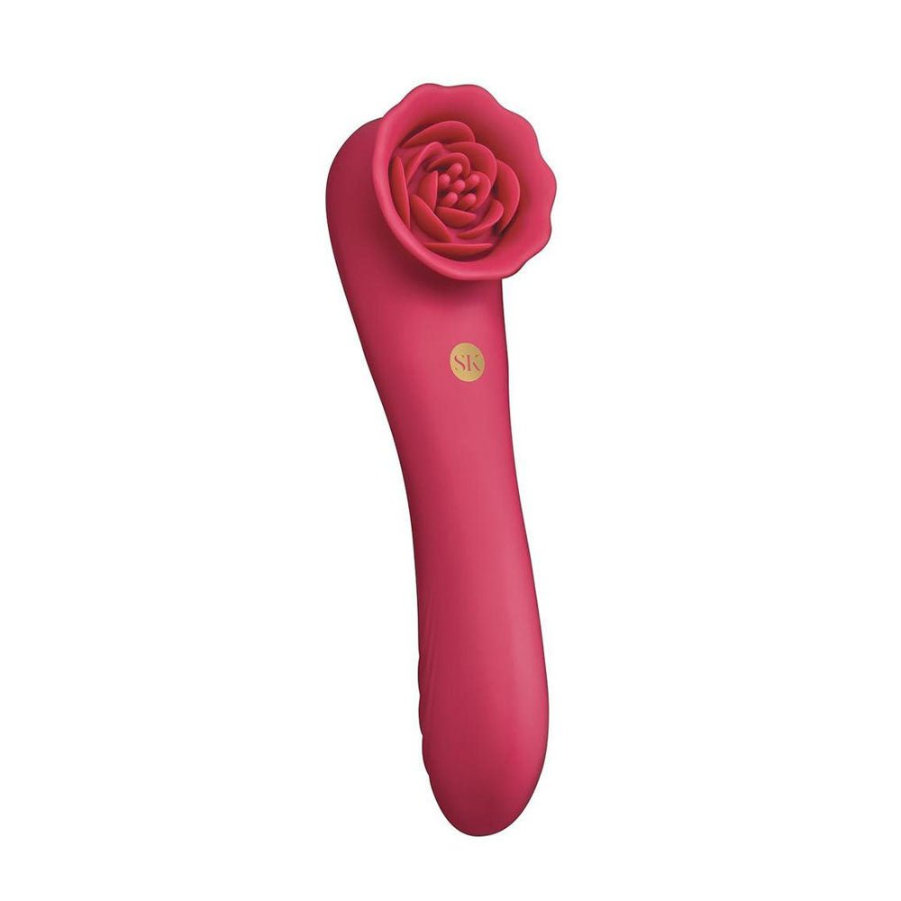 Secret Kisses Rosegasm Rose Quake Dual Ended Tapping Vibe 18.8 cm - VIBRATORS