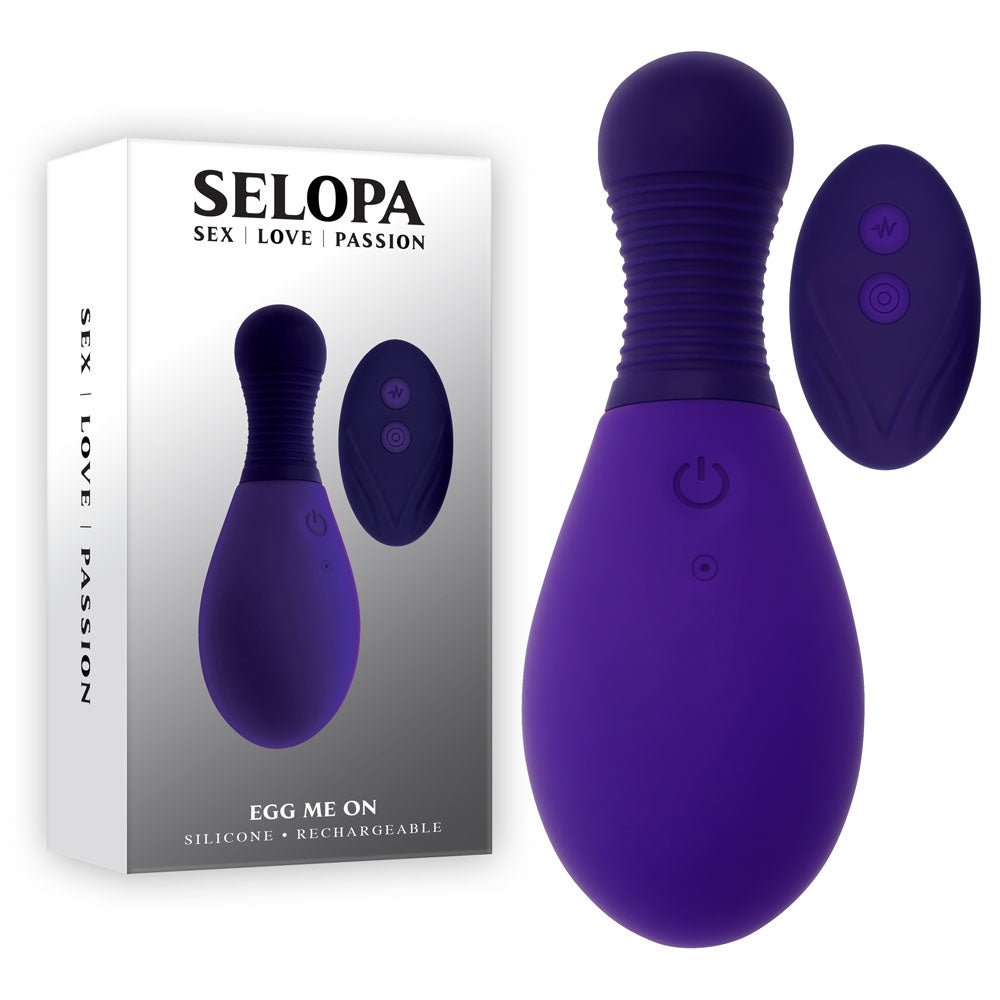 Selopa EGG ME ON - Purple 10 cm USB Rechargeable Egg with Wireless Remote - BULLETS & EGGS