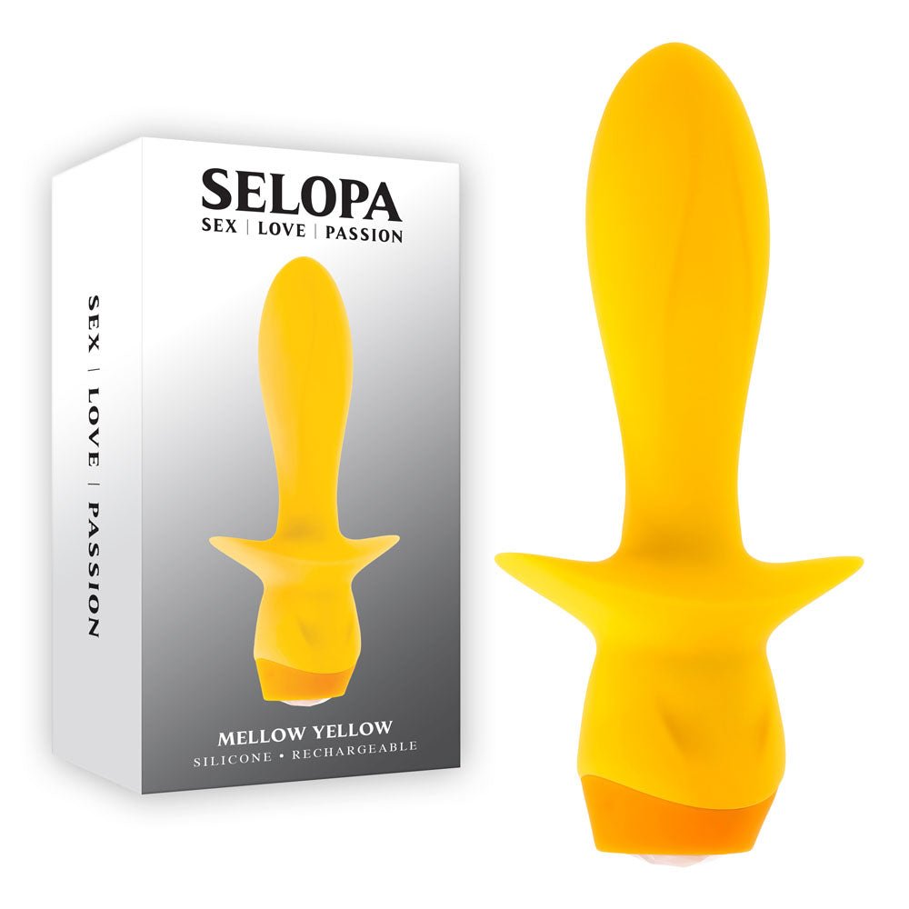 Selopa MELLOW YELLOW - Yellow 13.5 cm USB Rechargeable Vibrating Anal Plug - Anal Toys