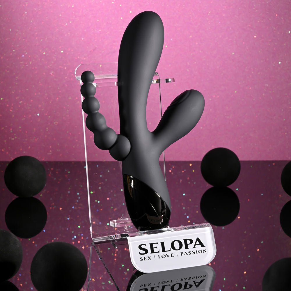 Selopa Triple Aces Black 19.7 cm Triple Stimulator Vibrator - VIBRATORS