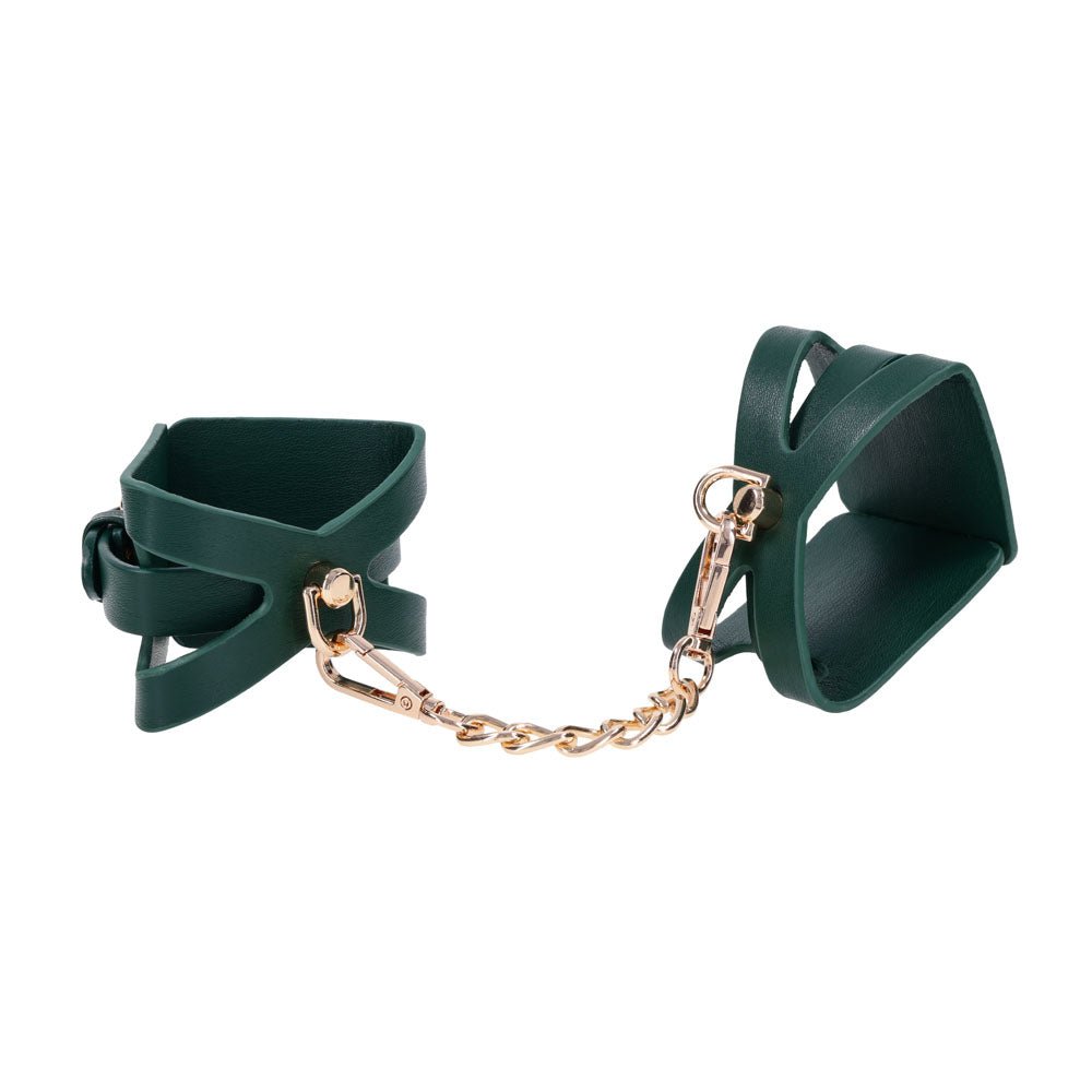 Sex And Mischief Indica Cutout Cuffs Green Gold Restraints - BONDAGE - TOYS