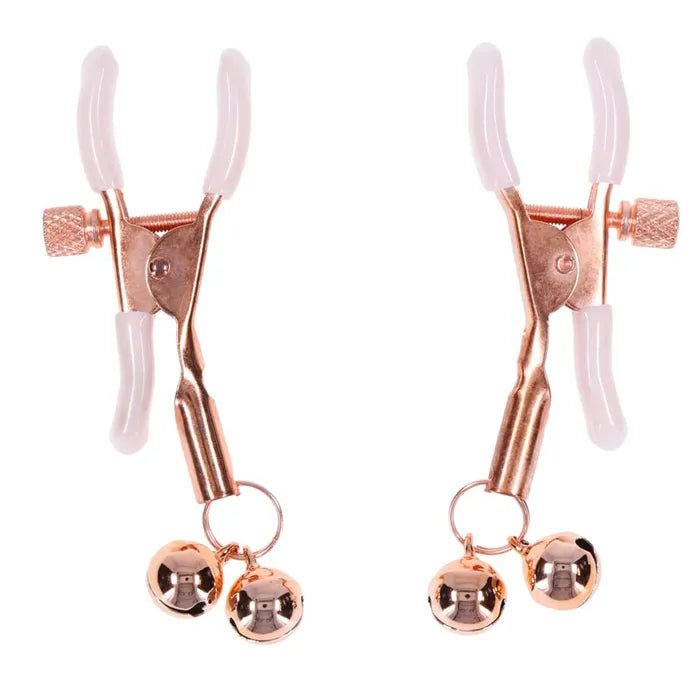 Sex And Mischief Peaches N CreaMe Bell Nipple Clamps Set Of 2 - BONDAGE - TOYS