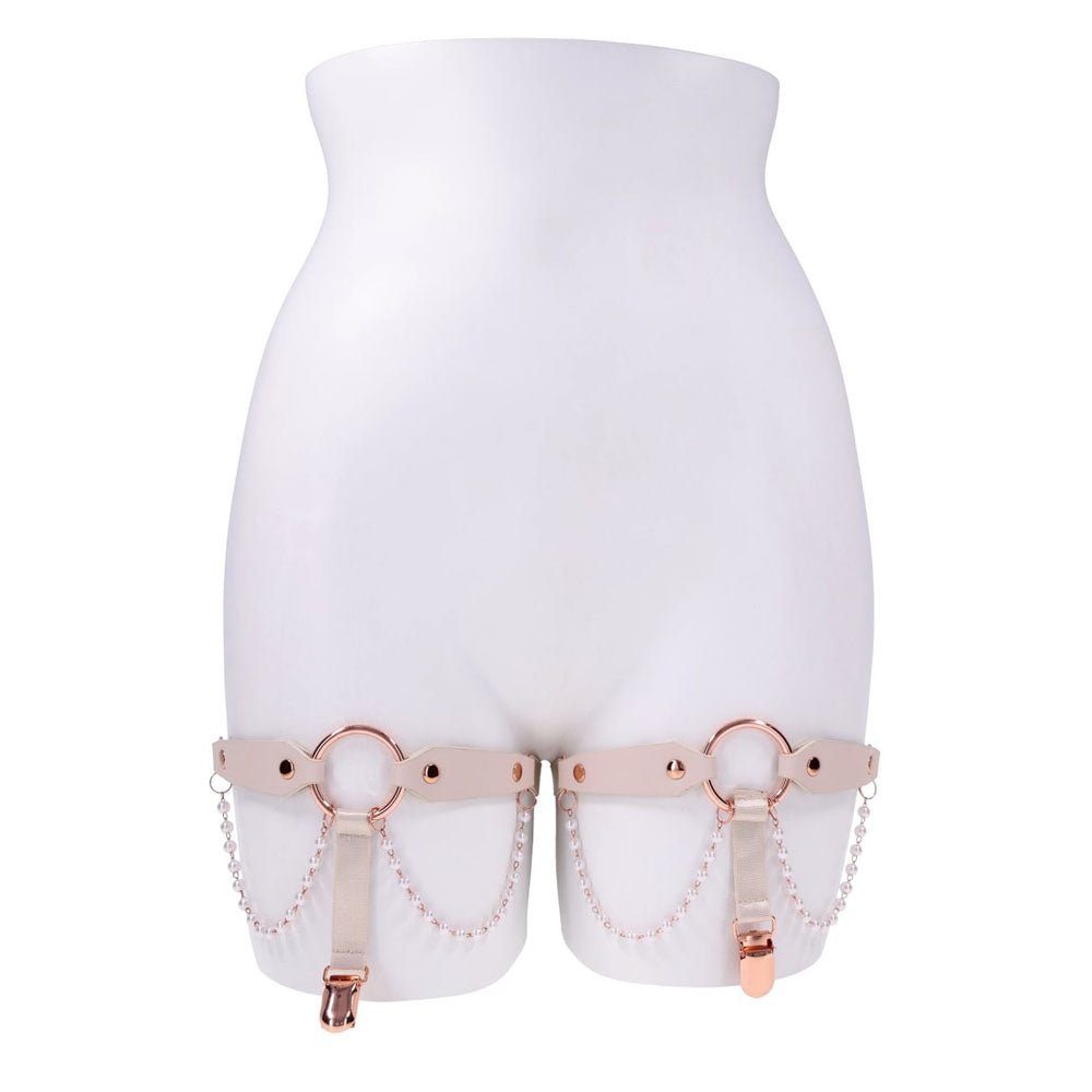 Sex And Mischief Pearl Garters Set Of 2 In Peach And Rose Gold - BONDAGE - TOYS