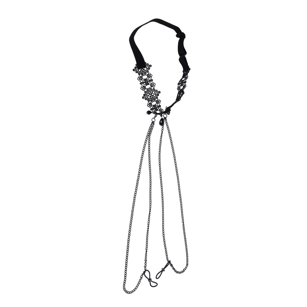 Sex & Mischief Lace Collar with Nipple Ties - BONDAGE - TOYS