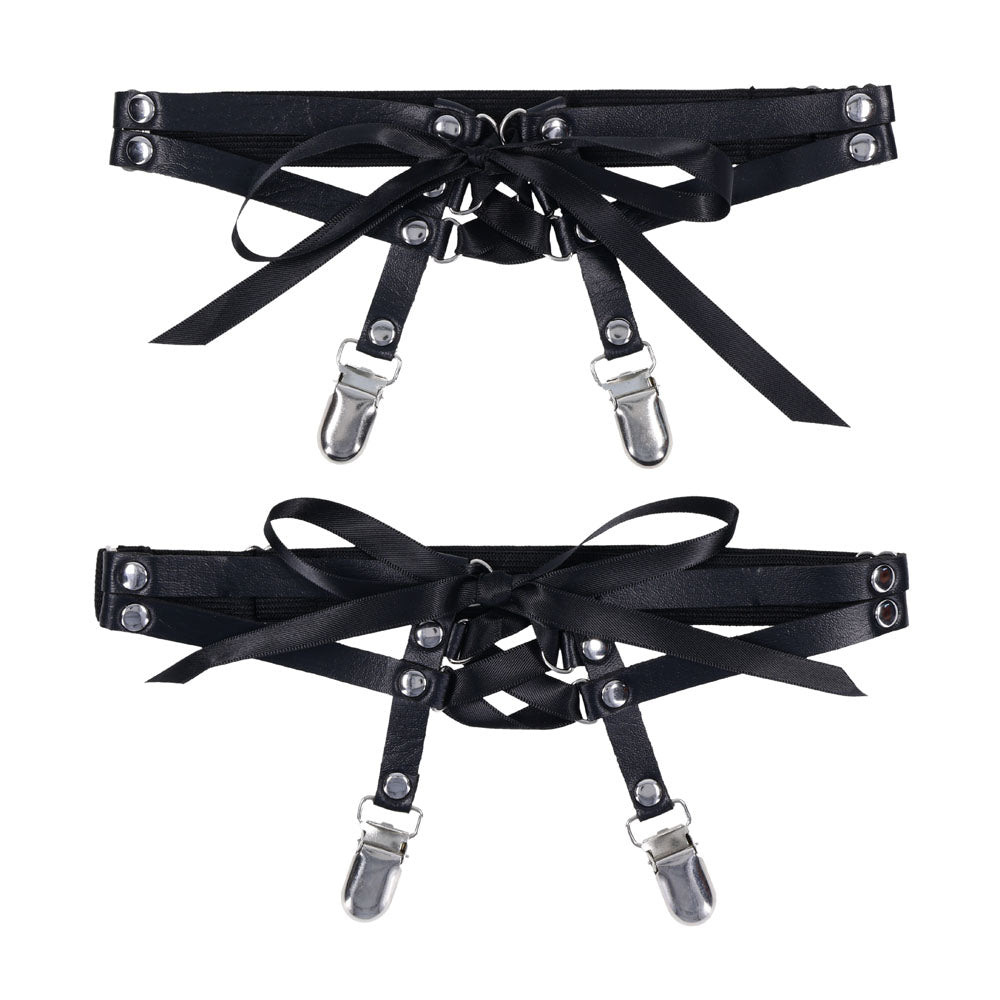 Sex & Mischief Laced Up Garters - Black Garters - BONDAGE - TOYS