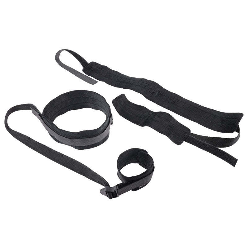 Sex & Mischief Thigh & Wrist Cuffs - Black Restraints - BONDAGE - TOYS