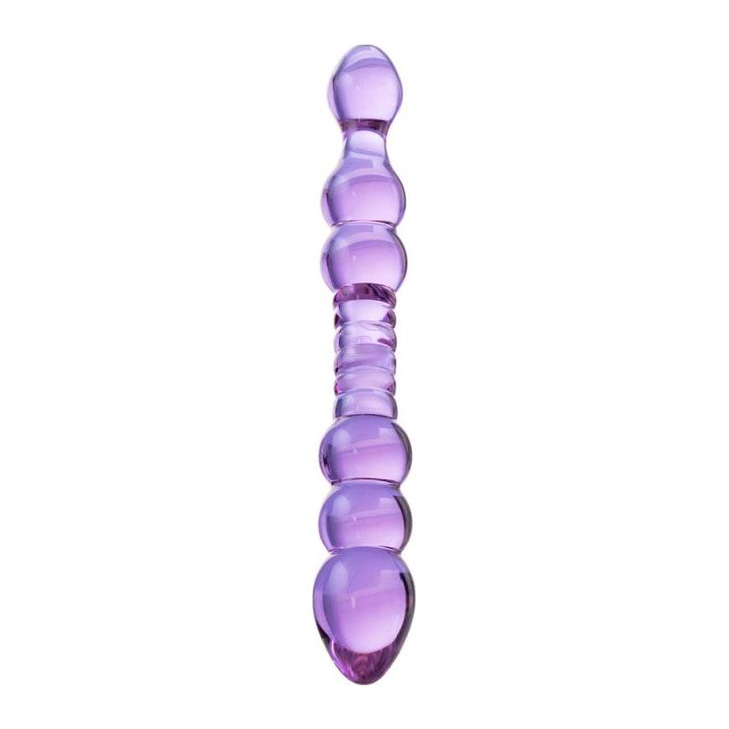 Sexus Glass Dildo - Mauve 22.8cm Textured Glass Adult Sex Toy - Adult Toys