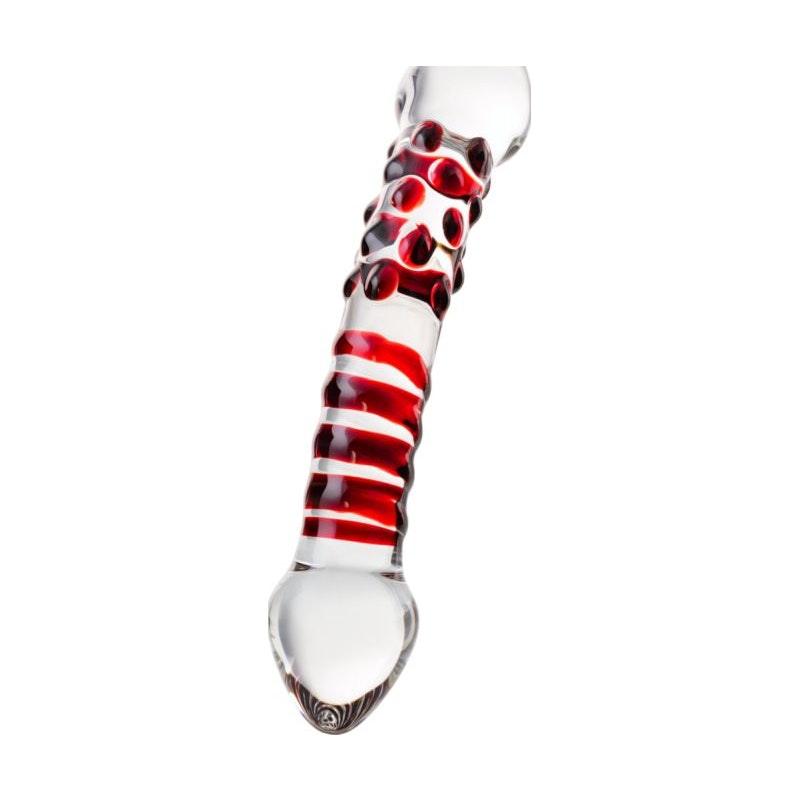 Sexus Glass Dildo Red Delight 19cm - Adult Toys