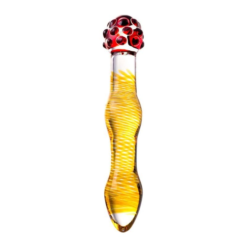 Sexus Glass Dildo Yellow and Red 20.5 cm - Adult Toys