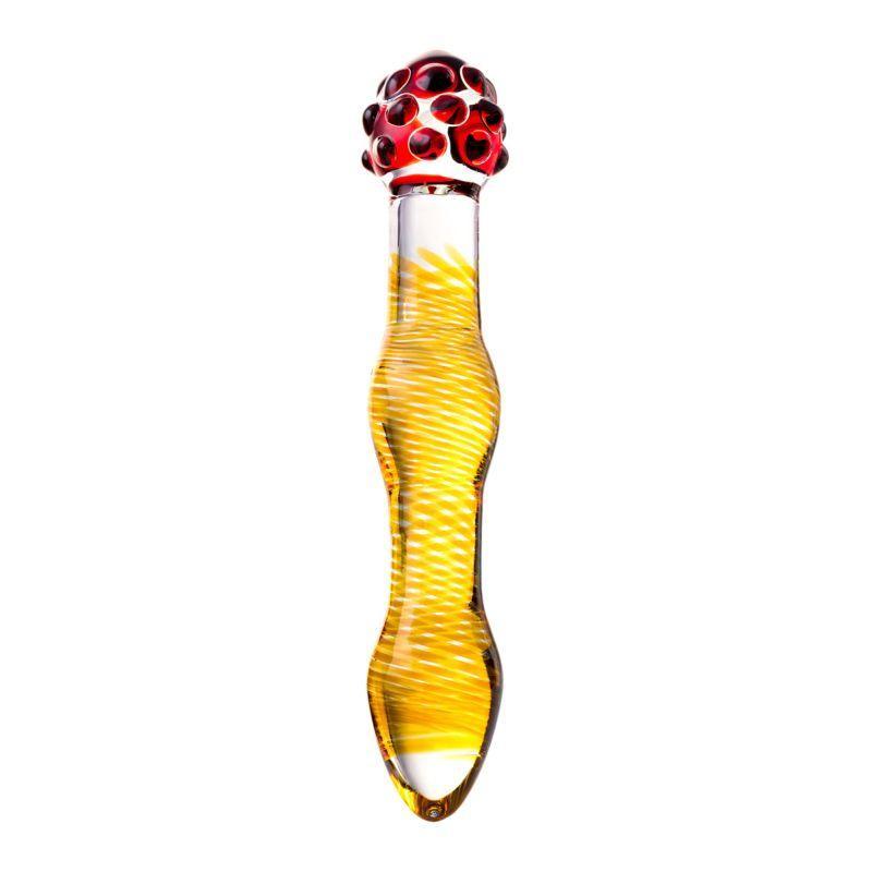 Sexus Glass Dildo Yellow and Red 20.5 cm - Adult Toys