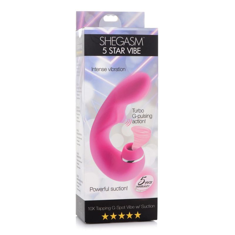 Shegasm 5 Star 10X Tapping G-Spot Vibe w Suction Pink - Adult Toys