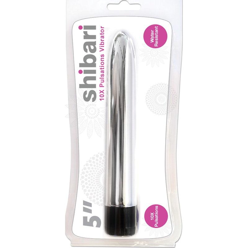 Shibari 10X Pulsations Vibrator 5in Silver - Naughty by Nature Adult Store
